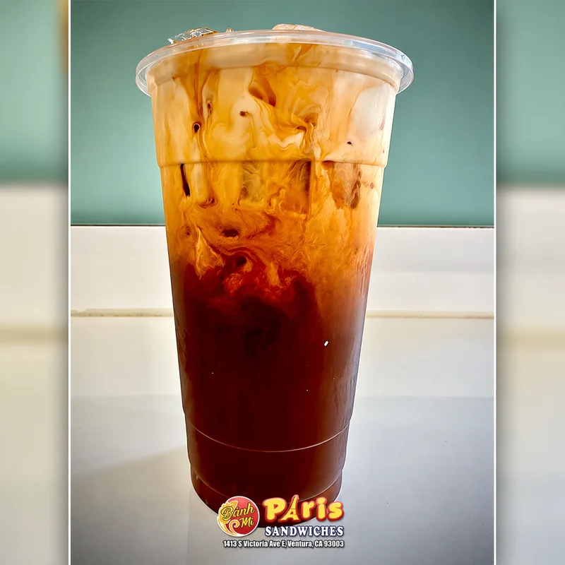 An iced drink photographed by Banh Mi Paris Sandwiches